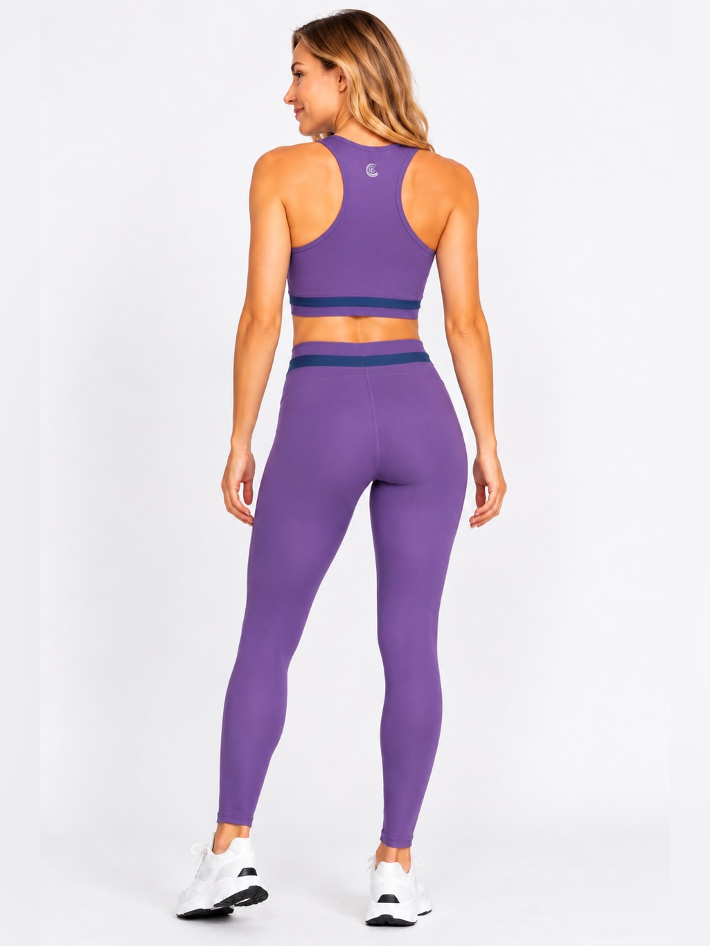 Johnny Was Criss Cross Sports Bra Purple & Criss Cross Leggings Bundle Set S/Xs
